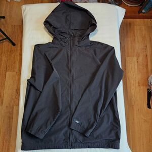 Pink Victoria's Secret Black Windbreaker Zip Up Jacket w Hood sz L/XL